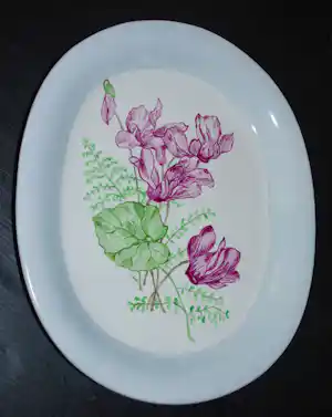 Gustavsberg - Zweeds ontwerp - gesigneerd bord met handbeschilderde cyclamen verkauft für € 25!