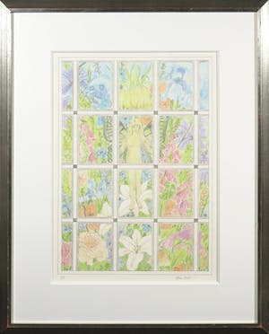 Elma Beks - Met kleurpotlood en aquarel gekleurde litho, Zonder titel - Ingelijst kopen? Bied vanaf 1!