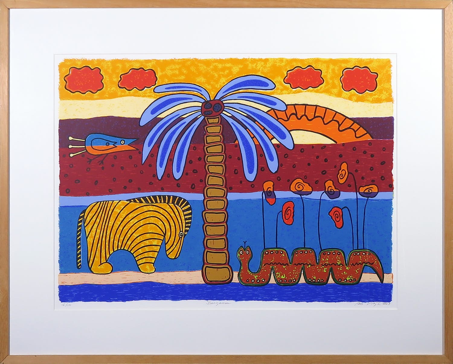 Ans van Dijk - Zeefdruk, Bangassou - Ingelijst kopen? Bied vanaf 30!