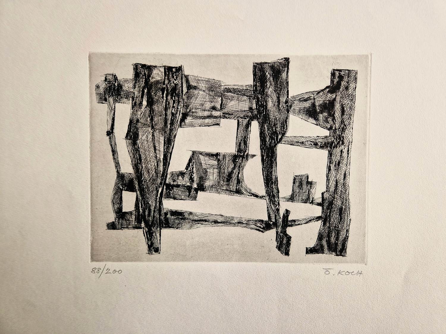 Odon Koch - Zwitsers beeldhouwer en graficus - monochrome Ets - oplage 200 - gesigneerd verkocht voor € 40!