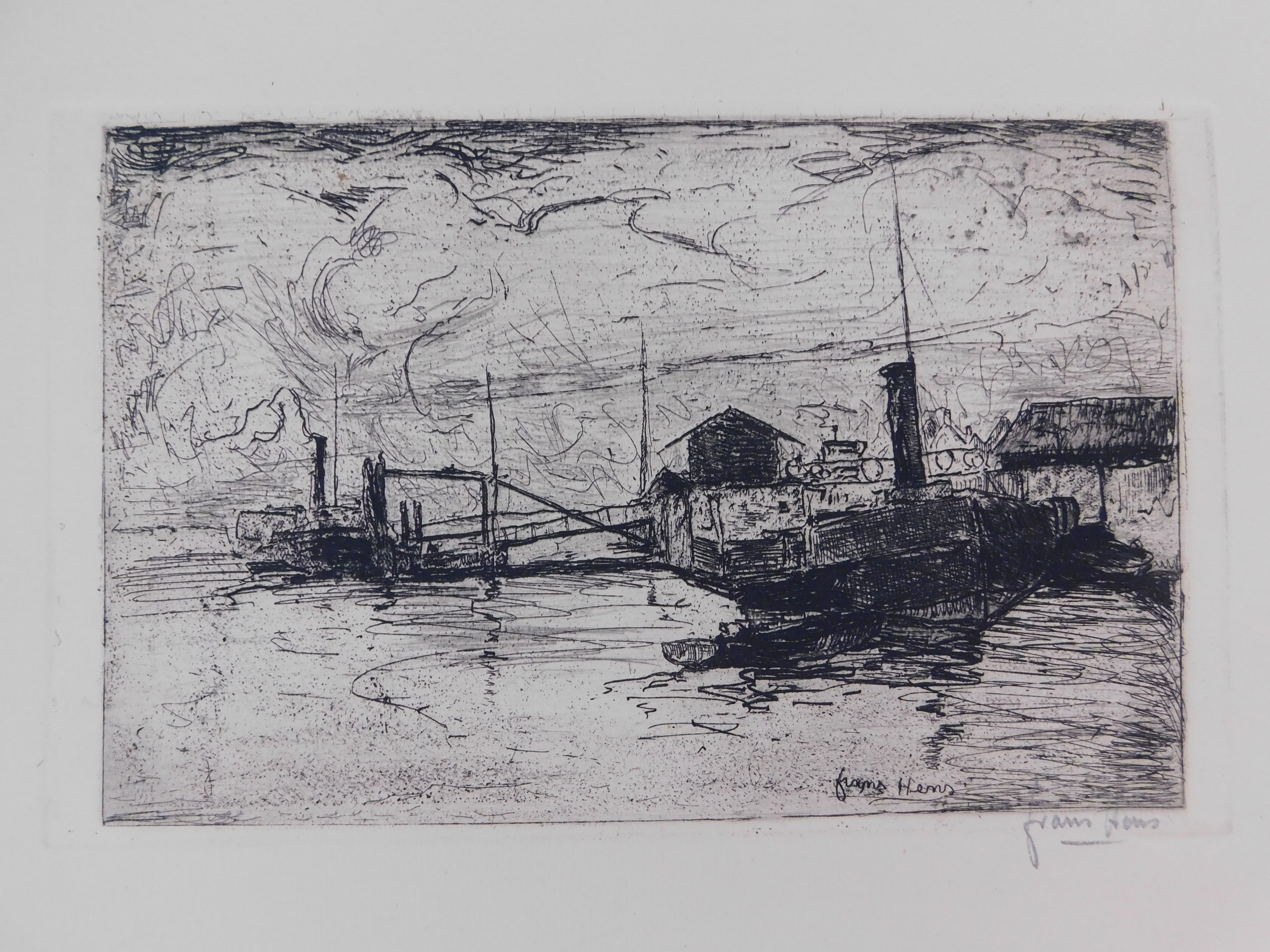 Frans Hens - Boat in the harbor kopen? Bied vanaf 20!