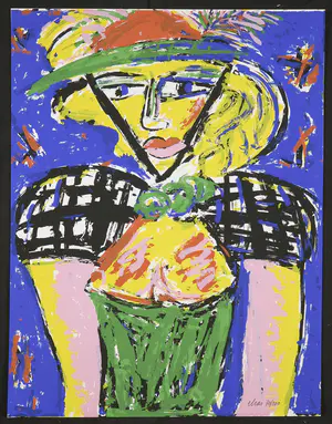 Etienne Elias - Zeefdruk, Vrouw met hoed kopen? Bied vanaf 35!