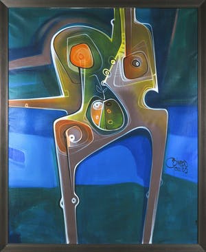 Simeon Gonzales - Acryl op doek, Abstracte compositie - Ingelijst (Zeer groot) kopen? Bied vanaf 1!