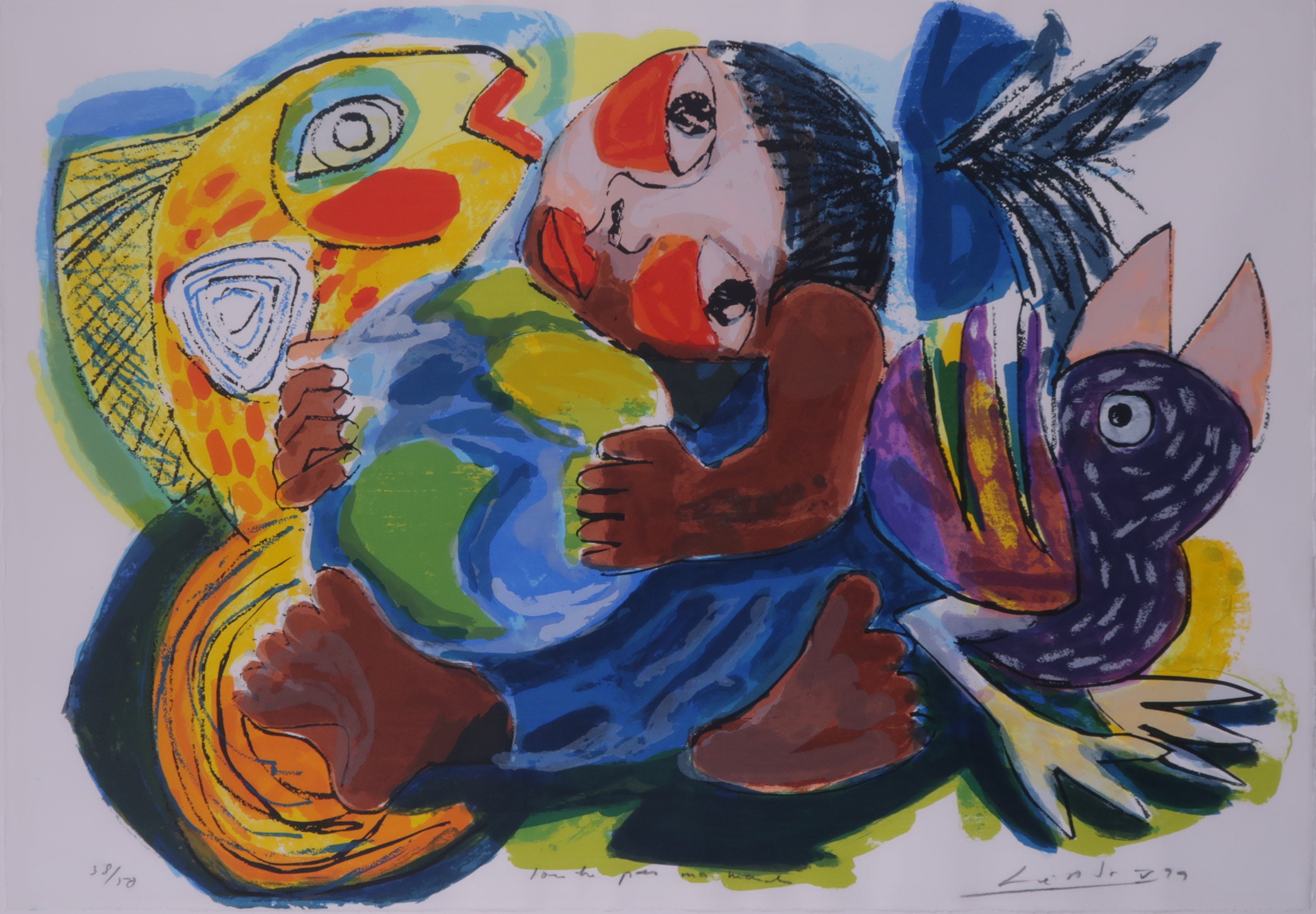 John Lie a Fo - Zeefdruk, Touche pas ma Monde - Ingelijst kopen? Bied vanaf 60!