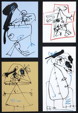 Antonio Saura - Zeefdruk, Zonder titel / Prent 190 verkocht voor € 150!