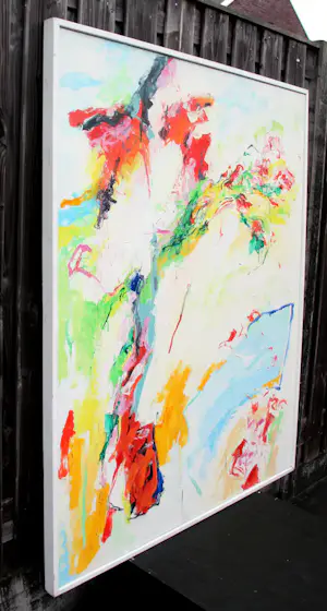 Richard Smeets - groot olieverf op doek: vrouw met bloemen - 1988 kopen? Bied vanaf 1000!