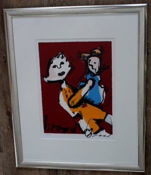 Herman Brood - Zeefdruk: Moeder en kind - (Zeer nette lijst!) kopen? Bied vanaf 250!