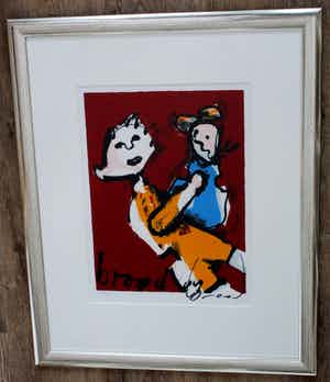 Herman Brood - Zeefdruk: Moeder en kind - (Zeer nette lijst!) verkocht voor € 250!