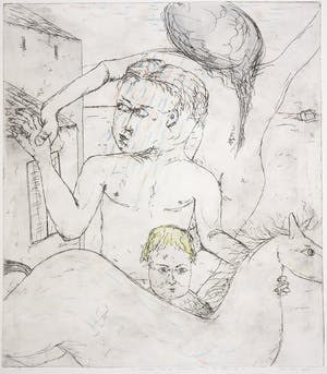 Henk Visch - Handgekleurde ets, De paradox van de verovering kopen? Bied vanaf 1!