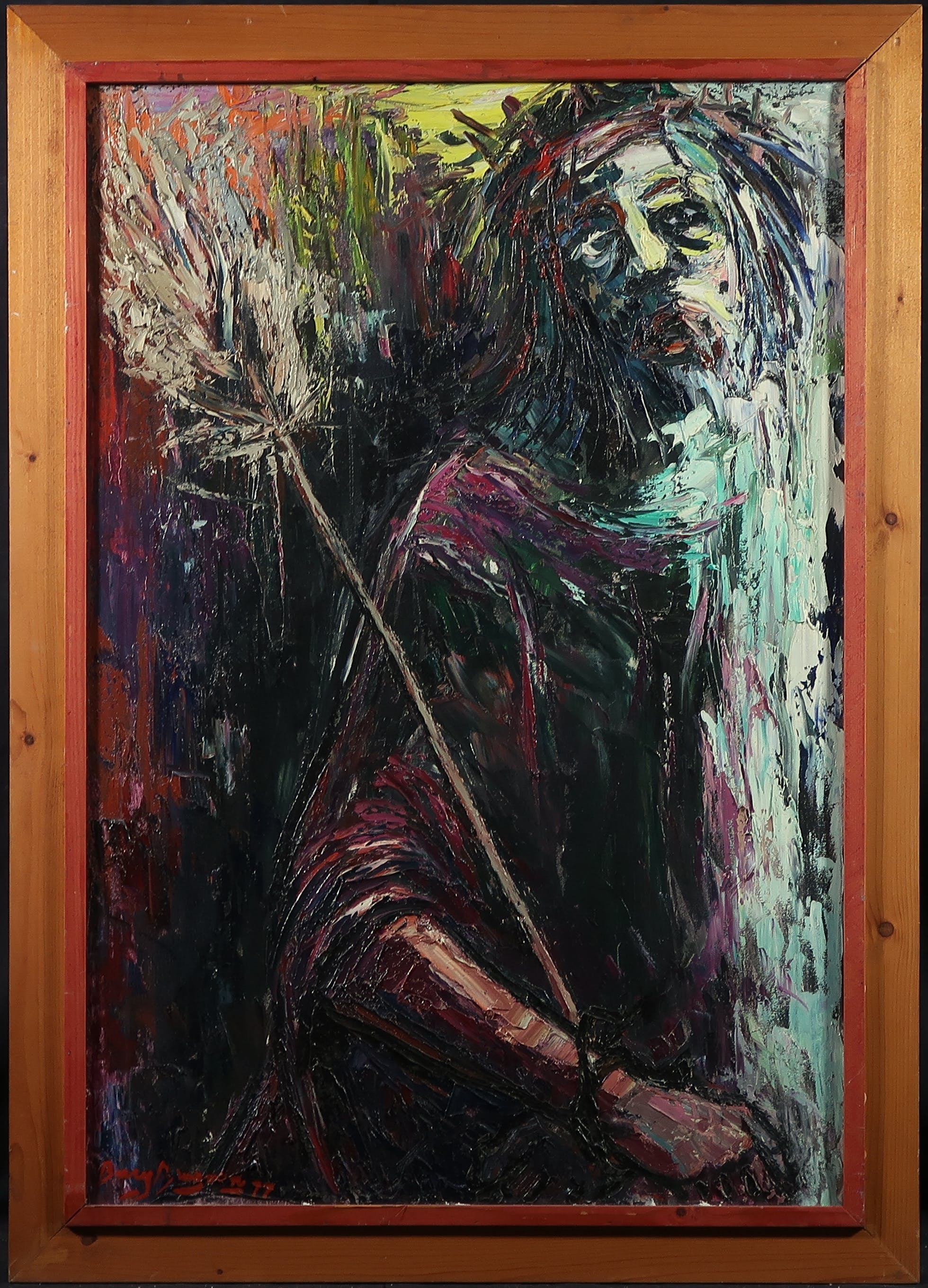 Berry Brugman - Olieverf op doek, Christus - Ingelijst verkocht voor € 1!