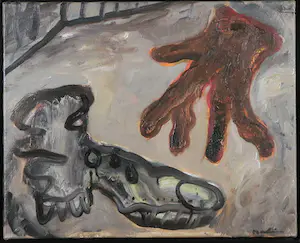 Anton Martineau - Olieverf op doek, Stilleven met schoen en hand - Ingelijst kopen? Bied vanaf 1!