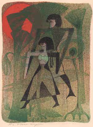 Harry van Kruiningen - kleurenlitho - 'Achnaton' - 1953 verkocht voor € 49!