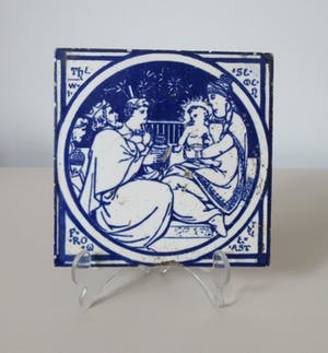 Minton & Co - Antieke blauw witte tegel - De Drie Koningen en het kindeke Jezus kopen? Bied vanaf 1!