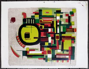 Wim Motz - Geometrisch abstracte compositie, litho kopen? Bied vanaf 95!