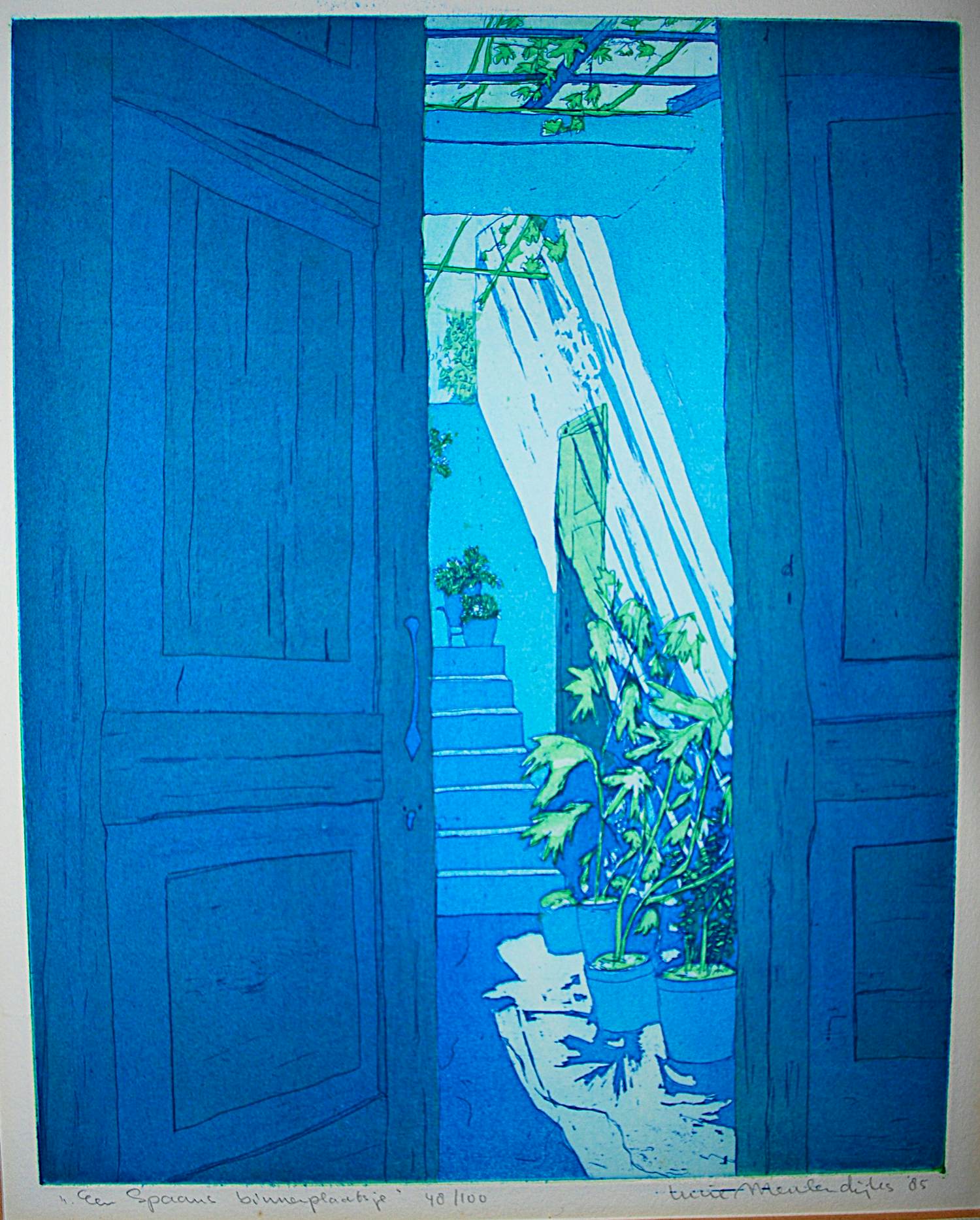 Lucie Meulendijks - Een Spaans binnenplaatsje - kleurenets - oplage 100 kopen? Bied vanaf 60!