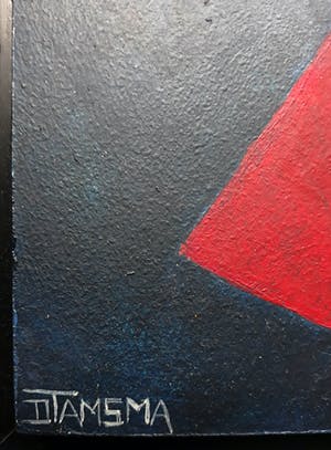 Dieuwke Tamsma - Geometrisch abstracte compositie, acrylverf op paneel (mooi ingelijst) kopen? Bied vanaf 1!