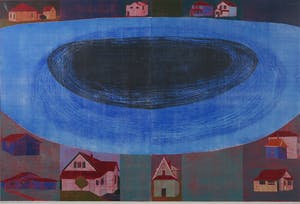 Henriette Boerendans - Houtsnede, Cultus Lake, 7 november - Ingelijst (Groot) kopen? Bied vanaf 1!