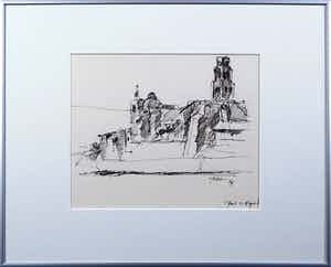 Piet Snoeren - Pentekening, Pont St. Espirit verkocht voor € 1!