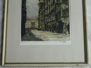 Buy Hans Figura - Ingelijste ets op zijde , Stadsgezicht? Bid from 50!