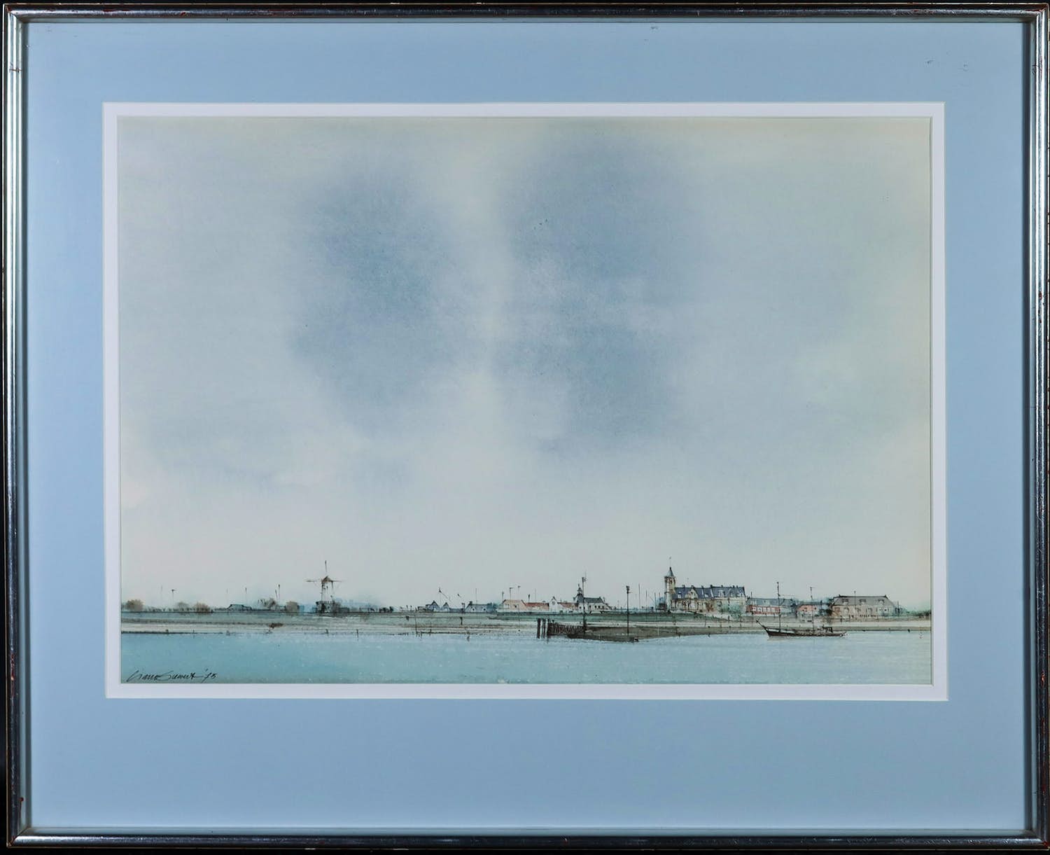 Ciano Siewert - Aquarel, Gezicht op Willemstad - Ingelijst verkocht voor € 1!