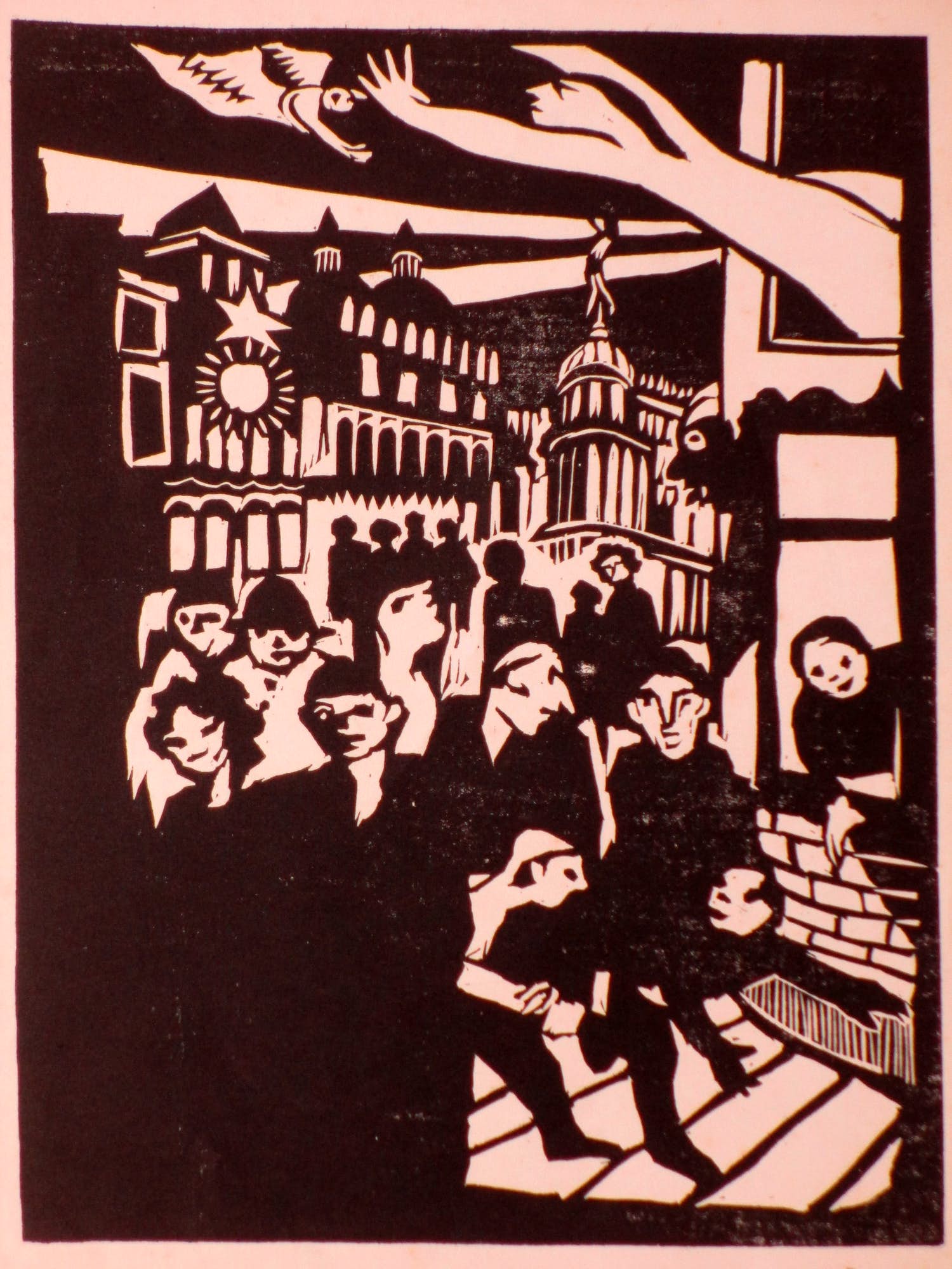 Niet of onleesbaar gesigneerd - Drukte in de straat - Houtsnede kopen? Bied vanaf 1!