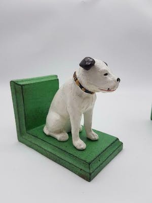 Curiosa - Set van 2 gietijzeren beeldjes His Master's Voice als boekensteunen kopen? Bied vanaf 1!