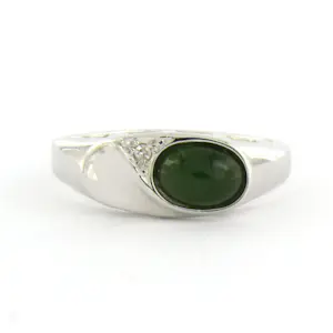 Acheter14k wit gouden ring met mos agaat en single cut geslepen diamant tot. 0.01ct? Enchérissez de 200!