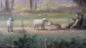Thomas Heesakkers - Landschap met herders en schapen kopen? Bied vanaf 450!