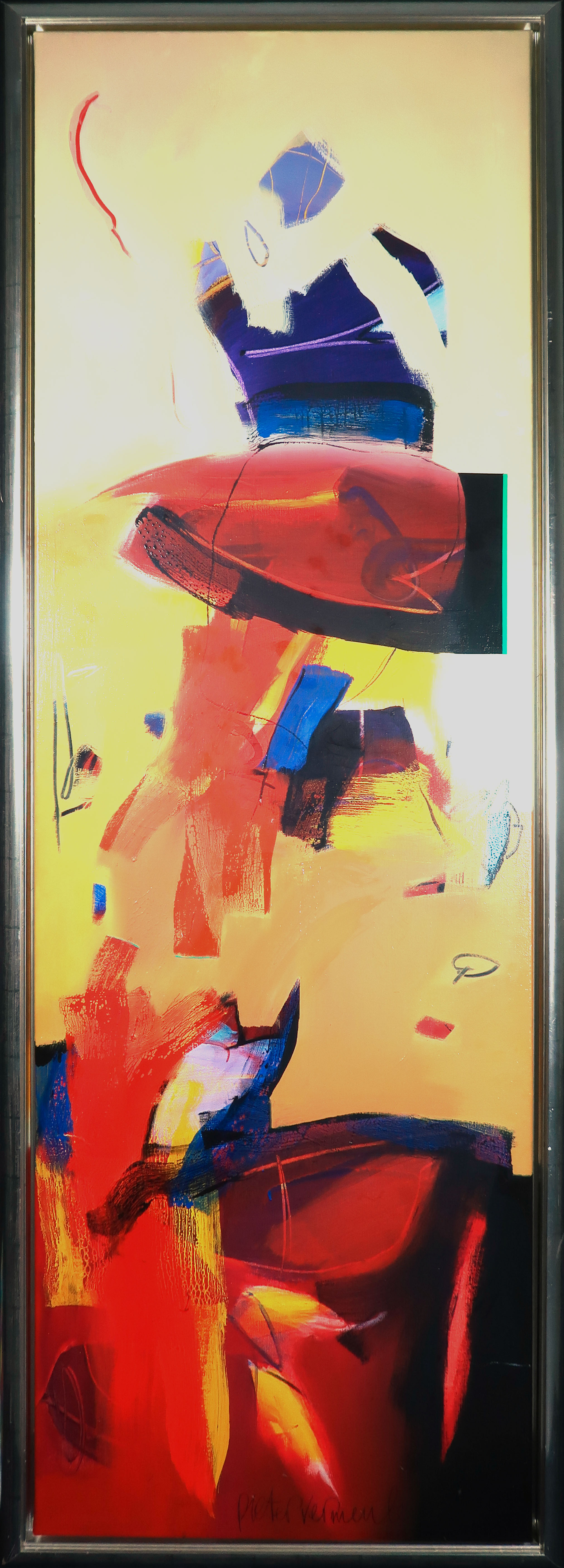 Pieter Vermeulen - Acryl op doek, Zonder titel - Ingelijst (Zeer groot) verkocht voor € 350!