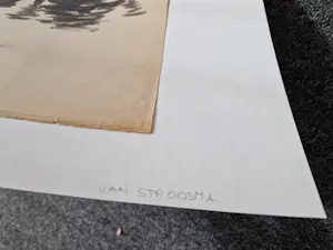 Jan Stroosma - Map met 7 Sepia/Inkt en 1 pasteltekening "(zeil)boten" met atelierstempel kopen? Bied vanaf 50!