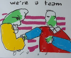 Herman Brood - We're a Team - zeefdruk - gesingeerd - E/A ingelijst kopen? Bied vanaf 1!