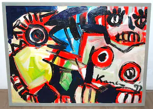 Jacob Kanbier - groot ingelijst schilderij, acryl op linnen / spieraam kopen? Bied vanaf 180!