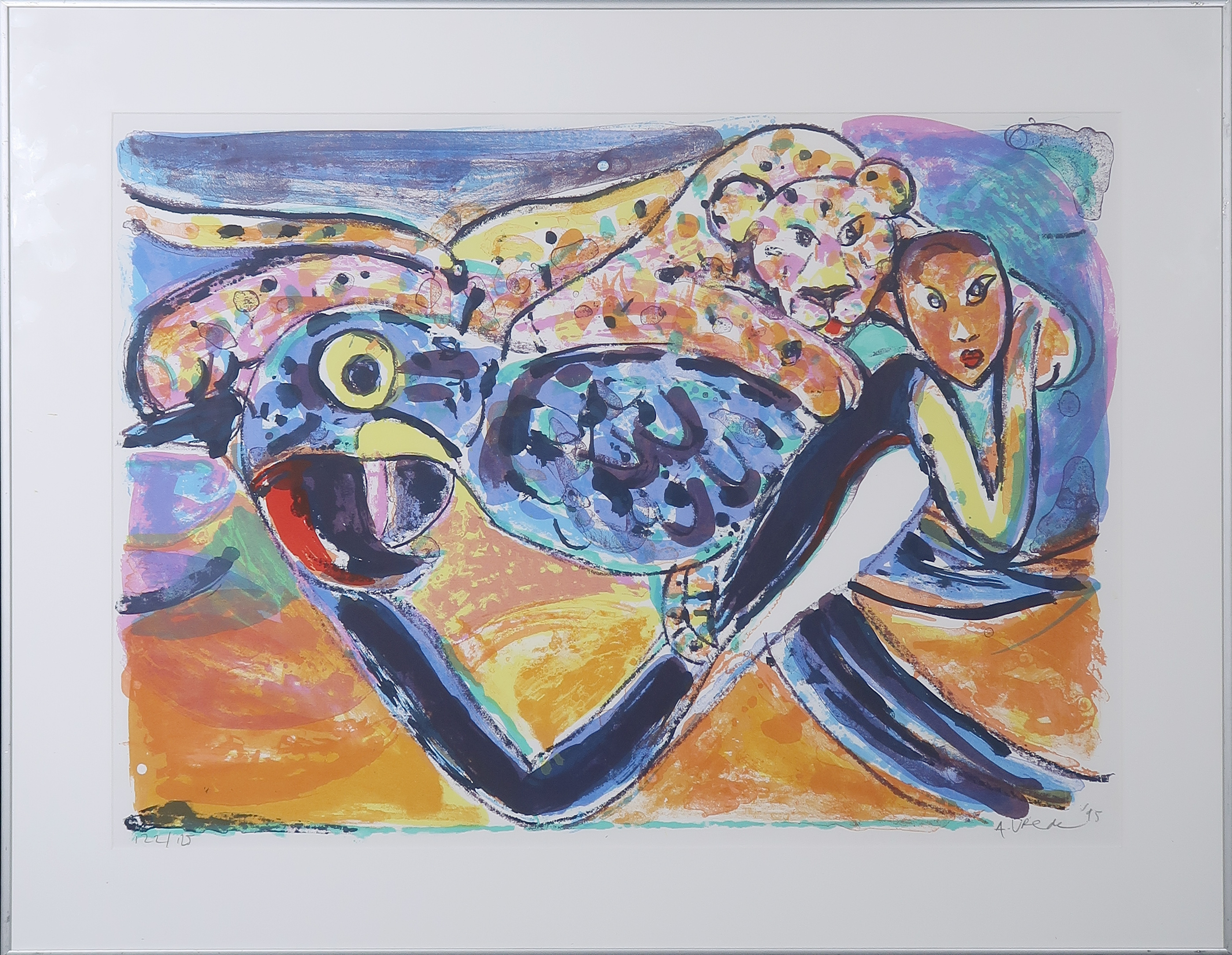 Anton Vrede - Zeefdruk, Zonder titel - Ingelijst kopen? Bied vanaf 20!