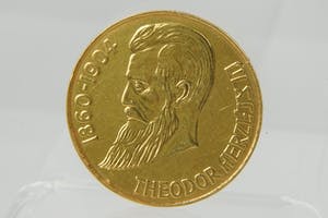 1296- Massief 0.900/1000 geel-gouden MUNT Israël 1948 - 12 tribes -Theod. Herzl kopen? Bied vanaf 610!