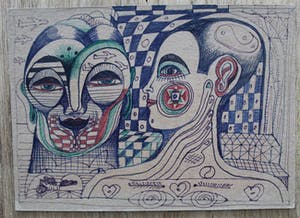 Ernst Vijlbrief - pentekening op karton kopen? Bied vanaf 50!