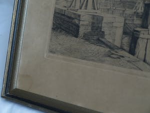 Frans IJserinkhuijsen - Ingelijste ets, “Overtoomse Sluis, Amsterdam” - 1945 kopen? Bied vanaf 35!