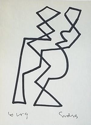 Siep van den Berg - Tango Dansen - inkt op papier kopen? Bied vanaf 125!