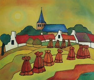 Toon Tieland - Handgesigneerde prent , “De koperen zomer” - ingelijst – 1990 kopen? Bied vanaf 1!