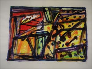Theo Kuijpers - GROOT Abstract Figuratief gesigneerd Litho "Chartres" met catalogus! kopen? Bied vanaf 1!