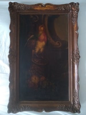 Niet of onleesbaar gesigneerd - Papegaai op een mand kopen? Bied vanaf 1!