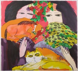Walasse Ting - Litho, Springtime is here - Ingelijst (Zeer groot) kopen? Bied vanaf 450!