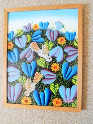 Robert Damour - Olieverfschilderij - Bloemen met vogels kopen? Bied vanaf 80!