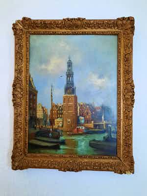 Niet of onleesbaar gesigneerd - Jan van Laar Montelbaanstoren Amsterdam verkocht voor € 1!