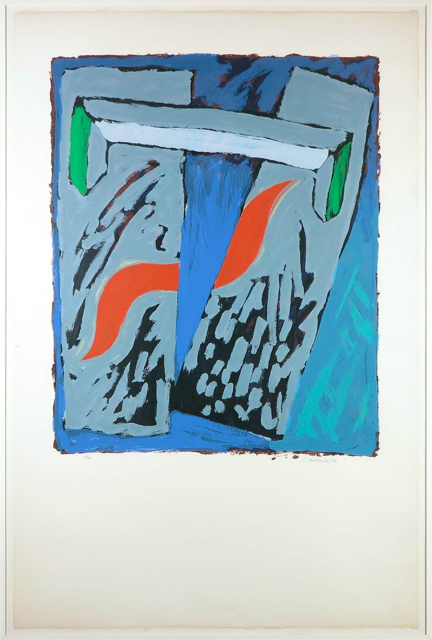 Cornelis Makkink - Litho, Abstracte compositie - Ingelijst (Groot) kopen? Bied vanaf 1!