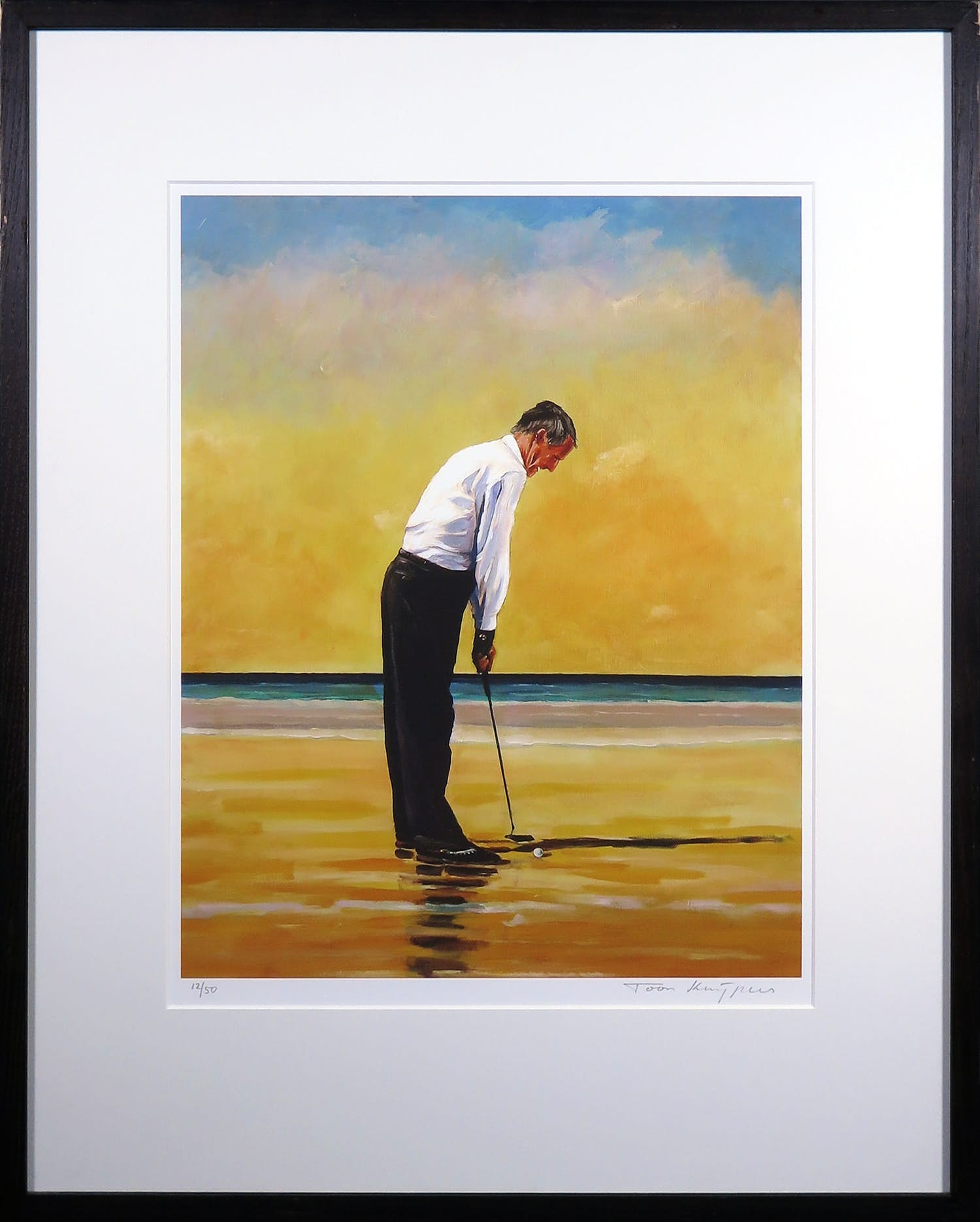 Toon Kuijpers - Zeefdruk, Beach Golf - Ingelijst verkocht voor € 50!