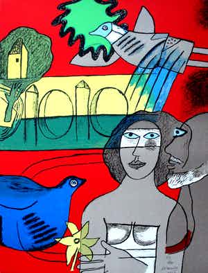 Corneille - litho: Les amoureux de l’isle Adam verkocht voor € 399!