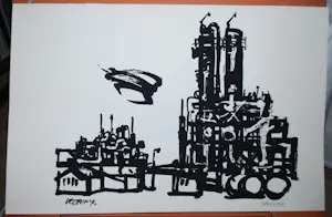 Max Velthuijs - 4 zeefdrukken Staatsmijnen, gesigneerd op een apart blad, plus map kopen? Bied vanaf 65!