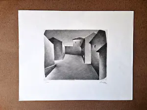 Armando Donna - Surrealistische - beperkte oplage - Ets - "Dorpstraat bij avond" gesigneerd kopen? Bied vanaf 41!