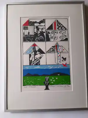 Renaud Levigne - Zeefdruk, titel, Man and paper verkauft für € 35!