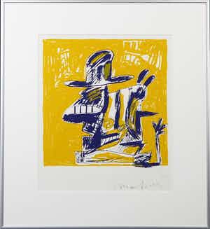 Anton Martineau - Zeefdruk, Z.T. Figuur - Ingelijst verkocht voor € 20!